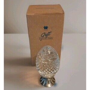 Vintage Avon Lead Crystal Egg Pewter Stand w Box 1993 NOS